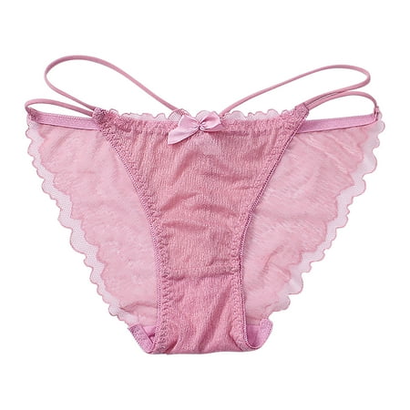Xiaoxatg Sexy Panties for Women Low Waist Lace Hem Breathable Solid Color Hollow Sexy Women s Underwear Crotch Sheer Panties