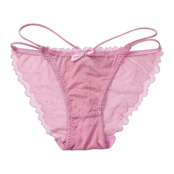 Ropa interior sexy de mujer, de color liso, transpirable, con bajo de encaje y cintura baja