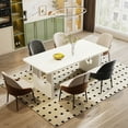 thumbnail image 3 of Tribesigns 71" Large Kitchen Dining Table with Wood Pedestal Base, Rustic Brown, 3 of 8