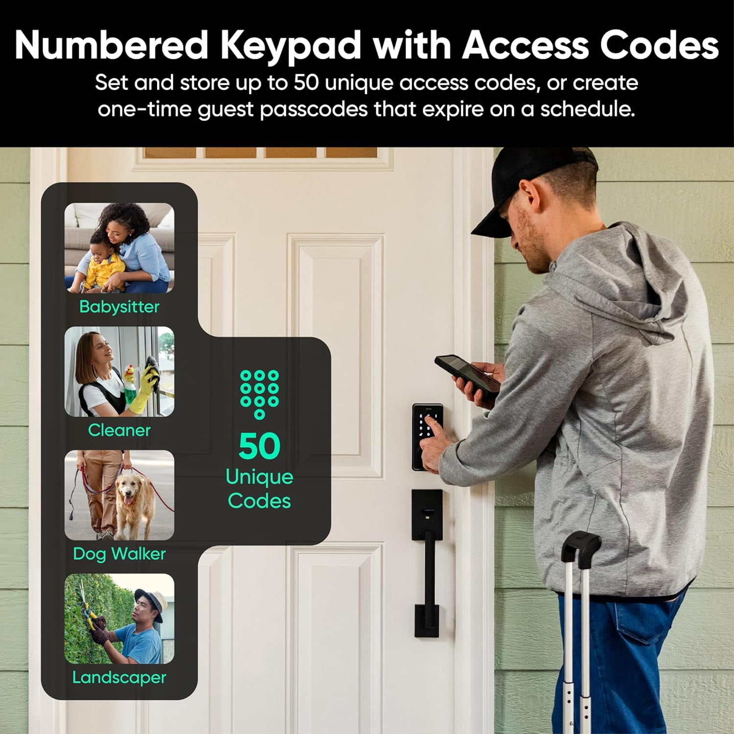 Wyze Lock Bolt v2, Smart Wi-Fi Deadbolt with Fingerprint Scanner, Keyless Entry, Keypad with 50 Passcodes, Built-in Wi-Fi 6, Auto-Lock, 8-Month Battery