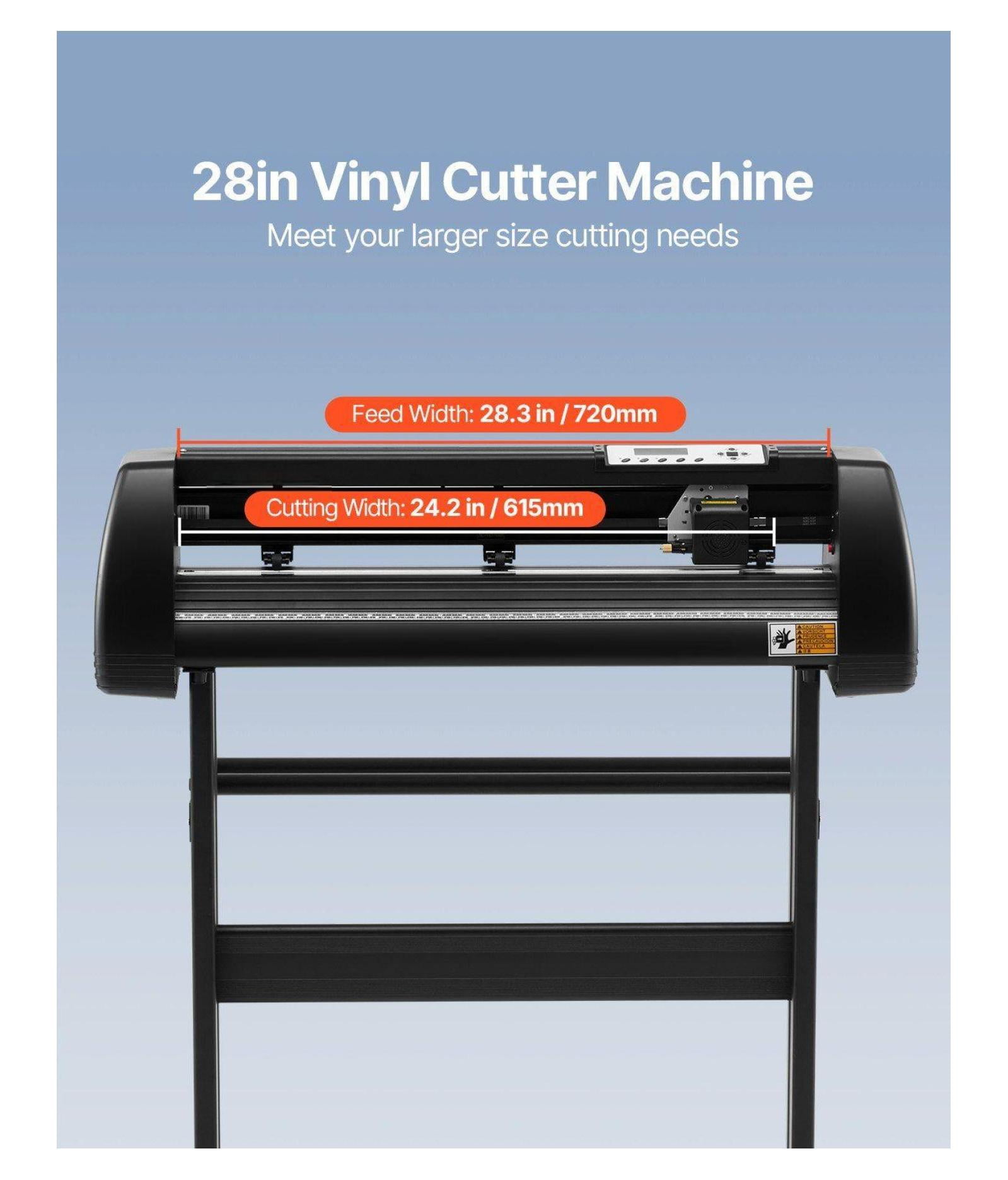 Vinyl Cutter Machine 28 Inch, Cutting Plotter Bundle with SignMaster Software, Adjustable Force & Speed, Stepper Motors, for Signs, Stickers, Heat Transfer Vinyl - Windows Compatible