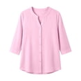 thumbnail image 4 of Warop Button Down Top for Women 3/4 Sleeve Linen V-Neck Shirt Fashionable Casual Loose Blouses, 4 of 8