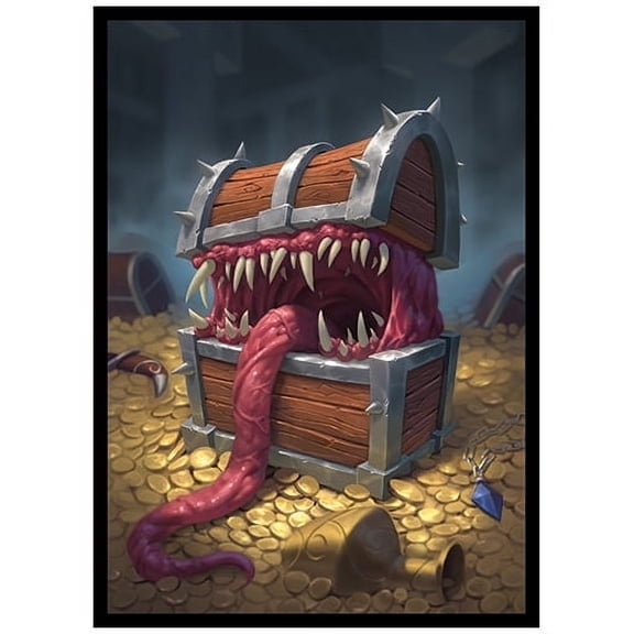 Fantasy North - Treasure Chest Mimic - 100 Smooth Matte TCG Trading Card Sleeves - Fits Magic MTG Commander Pokemon and other Card Games - Playing Card Sleeves