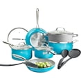 thumbnail image 5 of Gotham Steel 15 Pc Ceramic Pots and Pans Set Non Stick, Copper Cookeware Set with Utensils, Pot and Pan Set Nonstick, Induction Compatible with Stay Cool Handles, Aqua Blue, 5 of 7