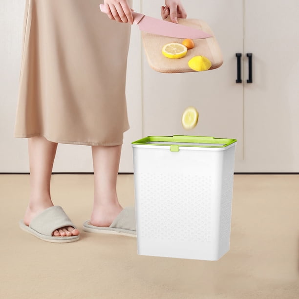Cubo de basura, bote de basura, bote de basura de plástico, cubo de almacenamiento rectangular de alto valor, cubo de basura con anillo de presión para el hogar, cubo de basura para sala de estar, ino
