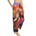 thumbnail image 2 of Disketp Oil Paintings Of Elephants Print Women'S Comfy Pajama Pants Casual Drawstring Palazzo Lounge Wide Leg Pants, 2 of 9