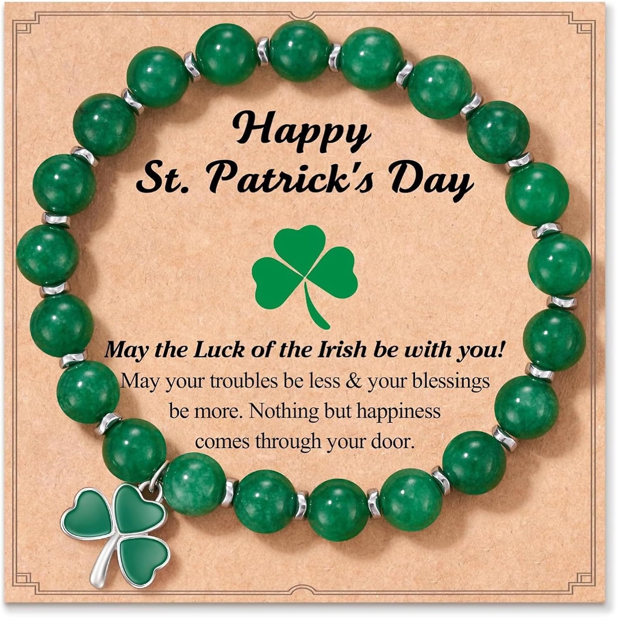 Zephyriana Green Clover Bracelet for Women, Three Leaf Flower Lucky Chain Bangle, Gifts for Mom Daughter Sister Best Friend Bff Friendship Jewelry