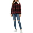 thumbnail image 2 of INSPIRE CHIC Women's Detachable Collared Button Pockets Check Plaid Peacoat, 2 of 6