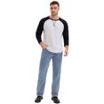 thumbnail image 5 of DARING DIVA Men's Long Sleeve Color Block Casual Raglan T-Shirt M Black White, 5 of 7