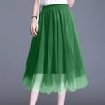 thumbnail image 4 of Biziza High Waisted Pleated Skater Skirt for Women Green Trendy Basic Long Pleated Slim Fit 2025 Solid Color Dress Mesh Pleated Soft Flowy Skirt, 4 of 5