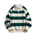 thumbnail image 3 of Polo Shirts For Men Retro Long Sleeve Lapel Striped Loose Casual Golf Shirts, 3 of 9