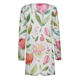 thumbnail image 3 of Uootdi Women's Watercolor Floral Cardigan Open Front Long Sleeve Pockets Casual Loose Fit Lightweight Fall Fashion Outerwear Trendy Botanical Print Sweater Pink Women Top, 3 of 4