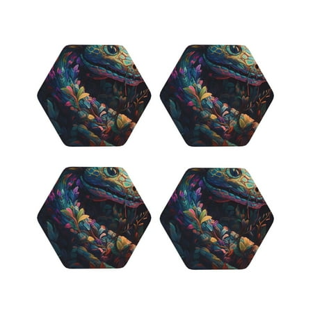 

Kdxio Colorful Patterned Snake Funny Coasters 4 Pcs Leather Coasters Housewarming Gifts Protect Furniture from Water Marks Scratch and Damage