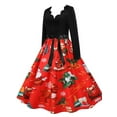 thumbnail image 3 of DYMADE Women Christmas Elegant Printed Knee Length A-line Dress, 3 of 6