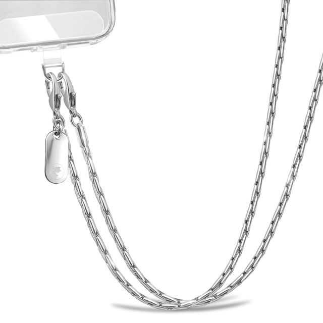X-Lounge Cordón Para Teléfono Para Funda De Teléfono Móvil Correa Cruzada Para Teléfono Correa Desmontable Para Dijes De Teléfono Soporte Para Collar Antirrobo Para Iphone Para Mujeres (Plateado)