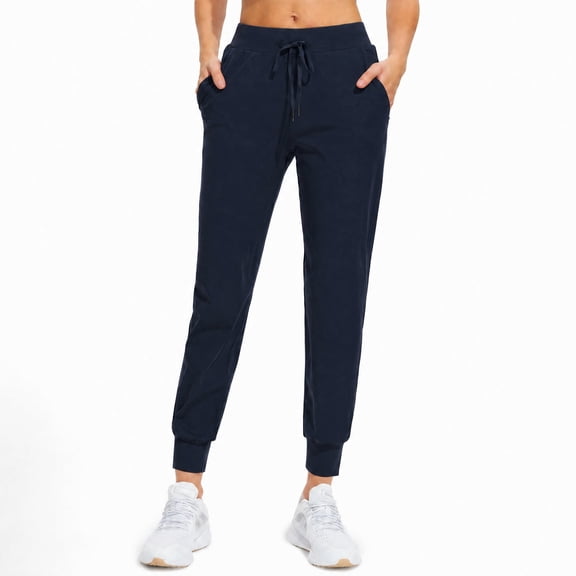 MASKERT Women's Joggers Pants-Athletic Running with Pockets Tapered Casual Workout Pants Navy Blue (Size XS-XXXL)