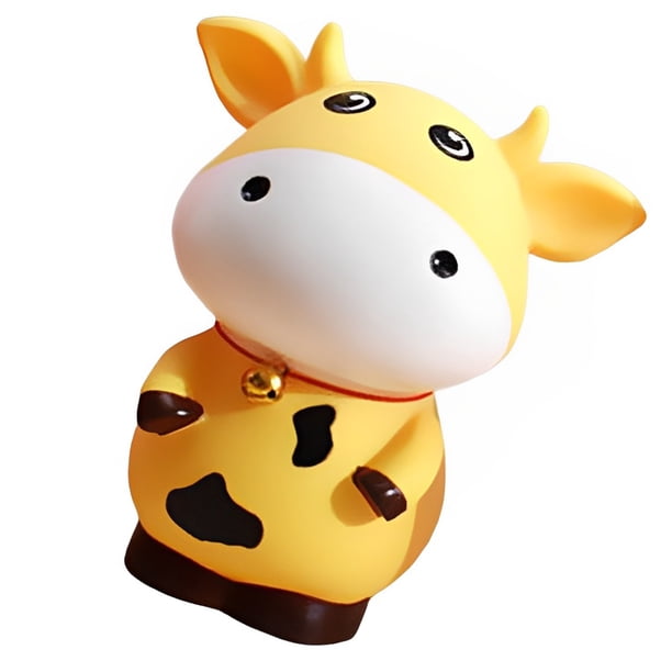 Tholdsy Hucha de vaca de dibujos animados, olla de ahorro, contenedor de juguetes de vinilo para guardería, caja de dinero bonita para Juguetes Amarillo