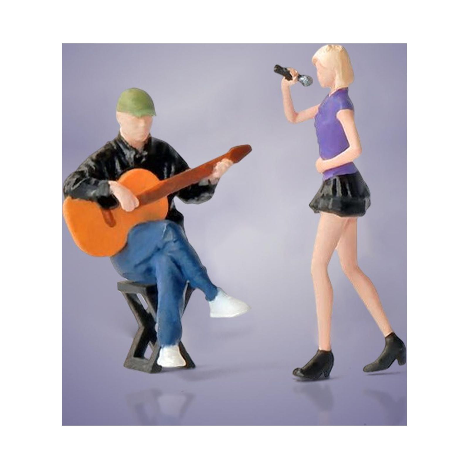 LeeQinersw 1:64 Simulation Guitarist and Singer Figures Collection Hand Painted Sand Table