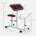 thumbnail image 7 of Resenkos 265 LBS Preacher Curl Bench, Adjustable Seated Arm Isolated Barbell Dumbbell Bicep Station, for Strength Training, White, 7 of 7