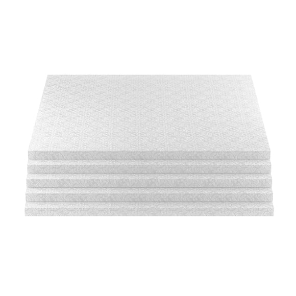 Tabla para tartas O'CREME, cuadrada, blanca, 1,3 cm de grosor, 25 x 25 cm, paquete de 5