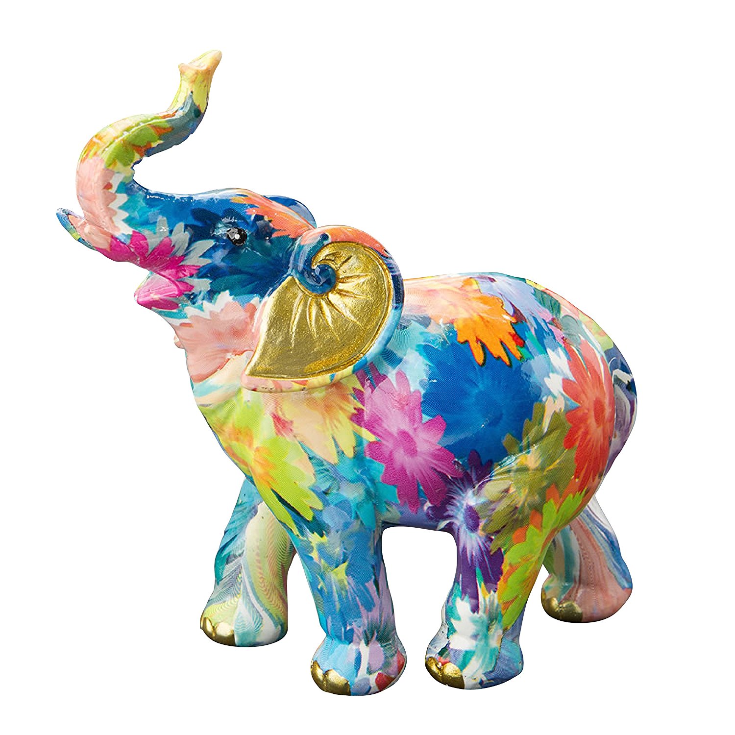 12201 Rainbow Floral Colored Mini Elephant, Rainbow Floral colored mini