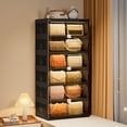 thumbnail image 6 of JEKO&JEKO 4-Tier Double Column Foldable Purse and Handbag Storage Cabinet, Black Large Organizer with Magnetic Doors, 6 of 7