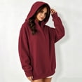 thumbnail image 6 of Women's Half Snap Hoodie Pullover Sweatshirt Long Sleeve Oversized Casual Fall Top with Button Placket Detail Womens Oversized Sweatshirts with Snap Button, 6 of 10