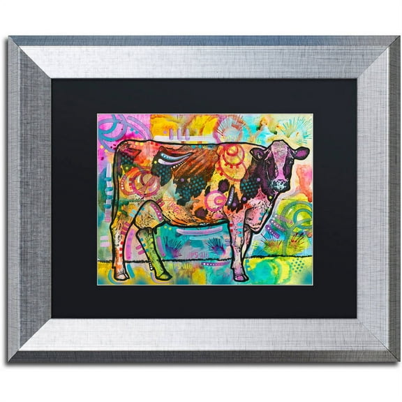 Trademark Fine Art "Cow" Canvas Art by Dean Russo, Black Matte, Silver Frame