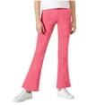 thumbnail image 5 of CheerKidz Children Flared Pants Long Length Ribbed Knit Bottoms Stylish Comfortable Trousers for Kids Girls High Waist Elastic Waist Casual All Season Wear Solid Color Yoga Pants(Pink,15-16 Years), 5 of 6