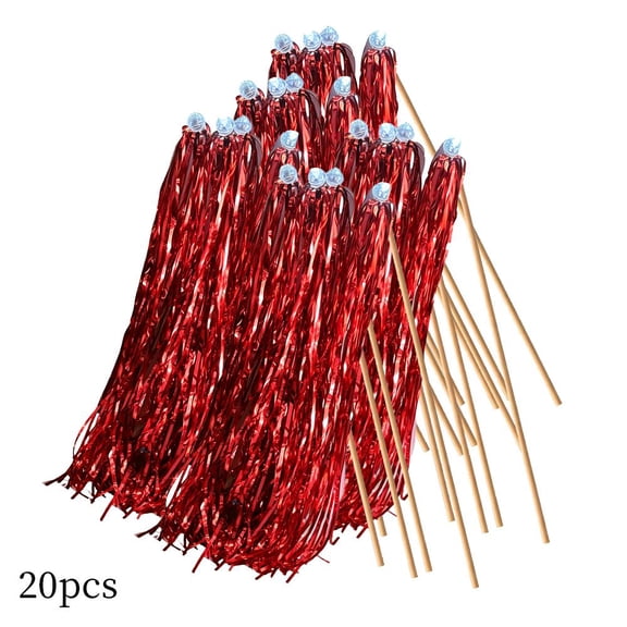 OADUKQ Tinsel Fairy Wands, Glittering Party Decoration Wands, Wedding Send-Offs Birthday Parties and Festive, Red, 11.81 in