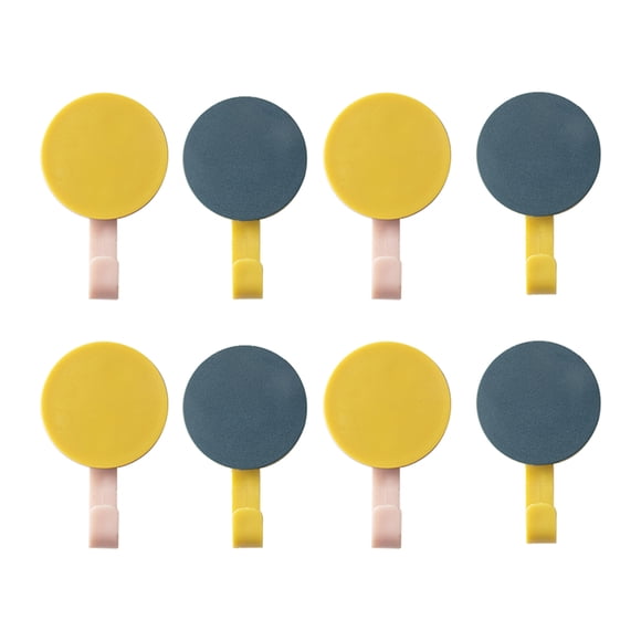 8pcs Hanging Hooks Sticky Hanging Hook Bathroom Hanging Hook No Trace Sticky Hook (4 Navy Blue 4 Yellow)