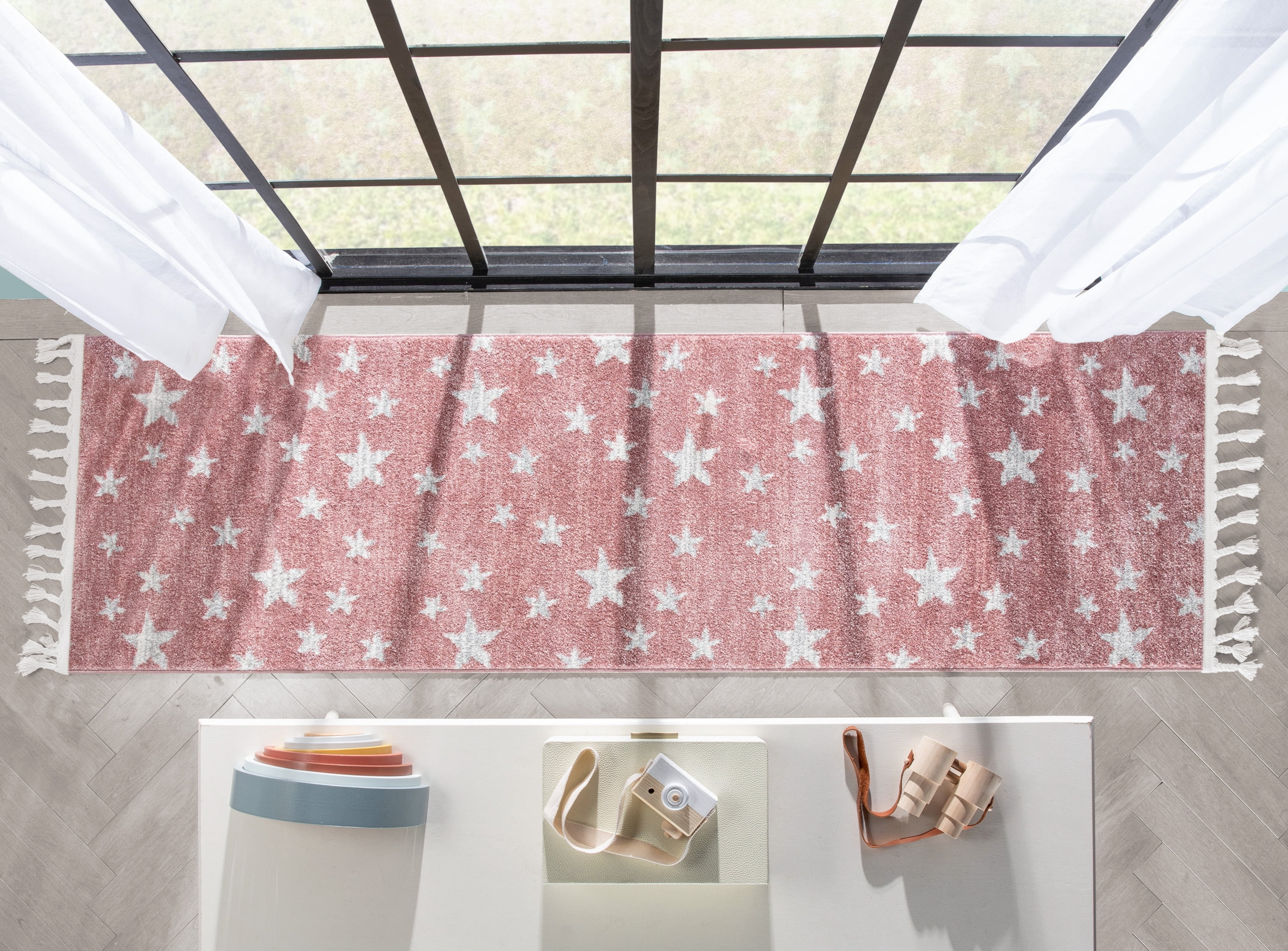 Well Woven Kennedy Stars Modern Kids Rug Pink 2'3" x 7'3" Runner Rug