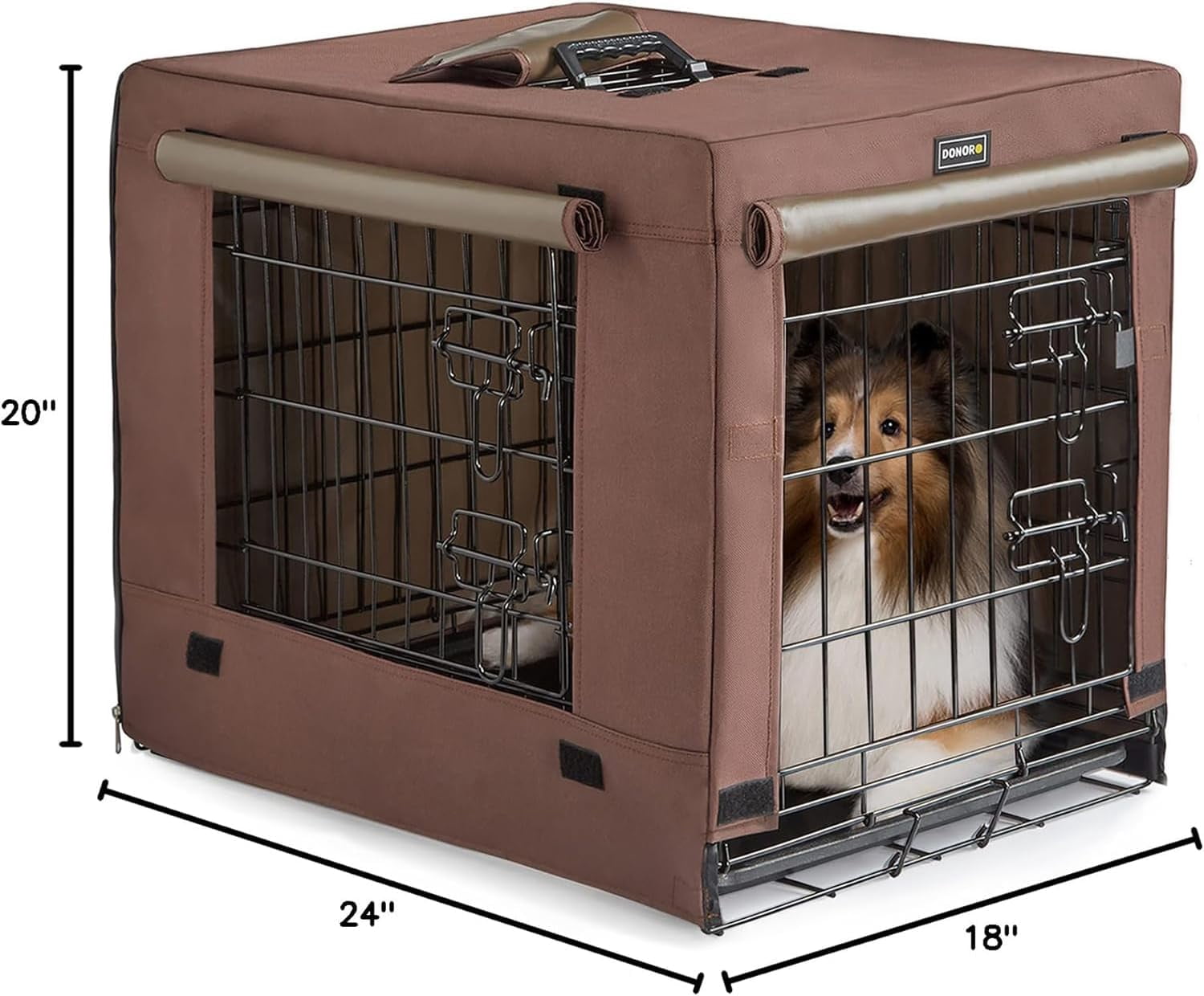 Double Door Dog Crate for Small Dogs with Cover and Tray, Collapsible Metal Kennel for Indoor Outdoor Transport
