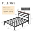 thumbnail image 6 of Full Size Bed Frame with Charging Station and LED Light, Heavy Duty Platform Bed Frame with Storage Headboard, Easy to Assemble, Black, 6 of 9