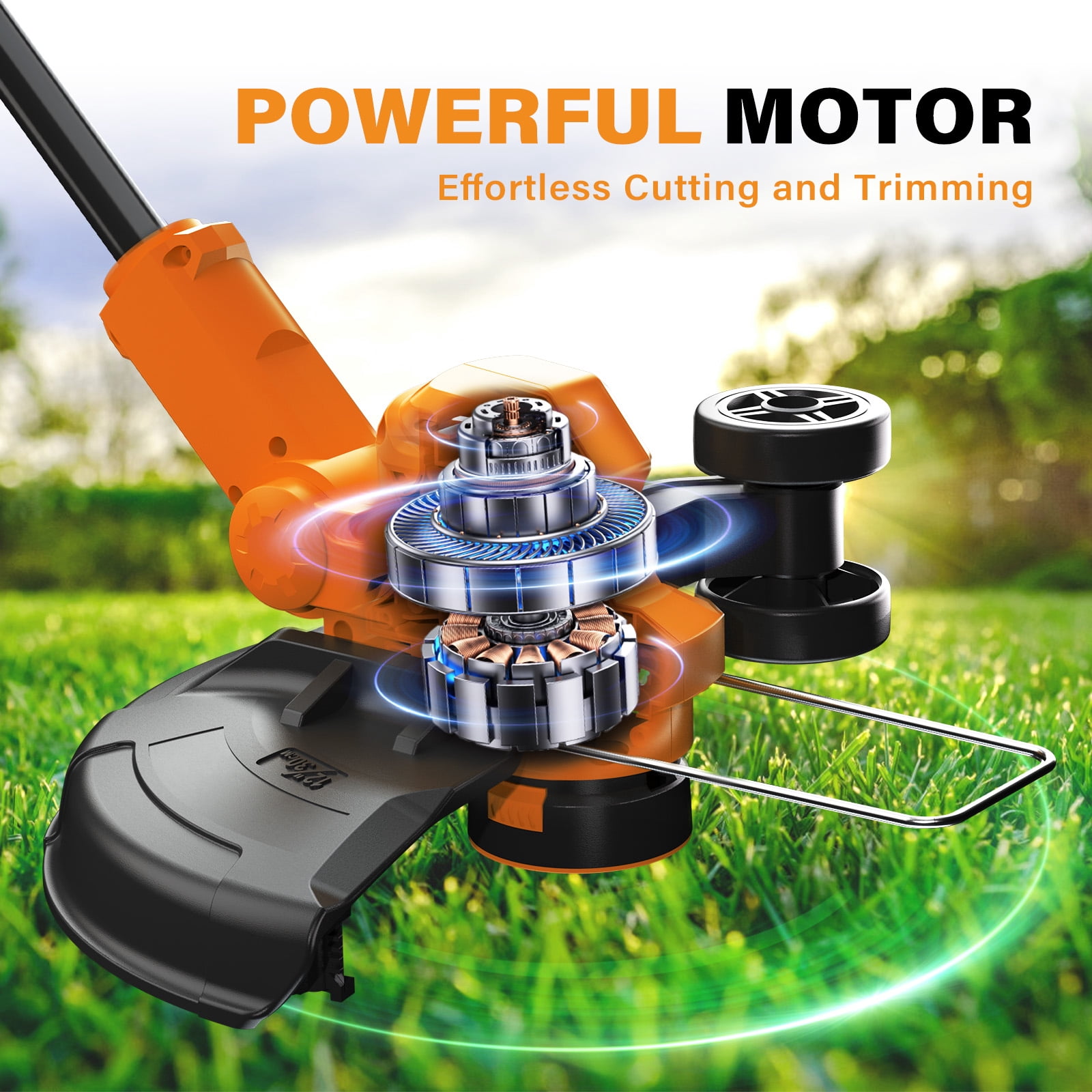String Trimmer, 12-inch Cordless Grass Trimmer with Auto Line Feed, 2 X 2.0Ah Battery Powered Weed Eaters, 20V Lawn Edger with 8 Pcs Grass Cutter Spool Line, Fast Charger Included