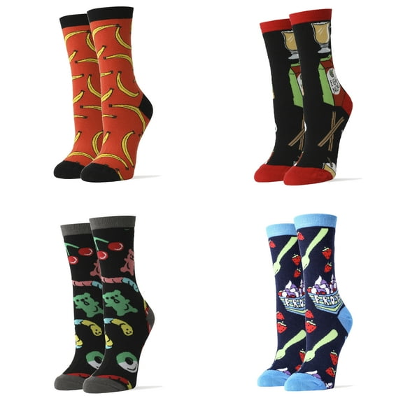 Jyinstyle Women's Novelty Colorful Crew Socks, Funny Casual Dress Combed Socks, 4 Packs