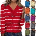 thumbnail image 2 of Gnshining Oversized Shirts for Women Long Sleeve V Neck Casual Sweatshirt Fall Fashion Soft Daily Pullover with Button, 2 of 4