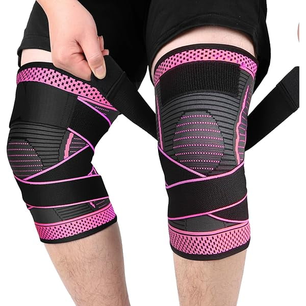 wonima44 Plus Size Knee Compression Sleeve for Women and Men Adjustable Plus Size Knee Braces for Knee Pain, Arthritis,Tendinitis, Meniscus Tear, Sport Knee Support 2 Pack (Rose red, XXXXX-Large)