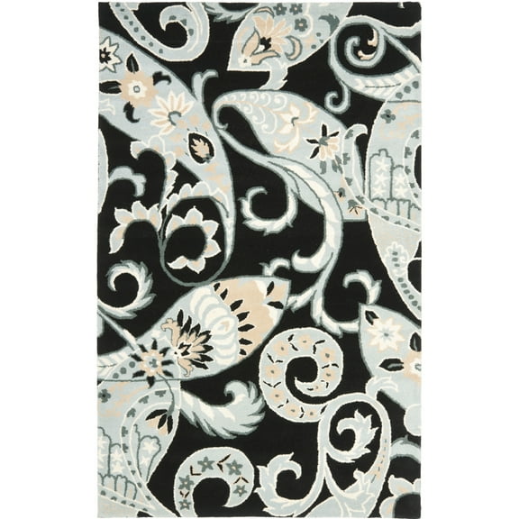 SAFAVIEH Wyndham Dulcibella Floral Wool Area Rug, Black/Multi, 5' x 8'