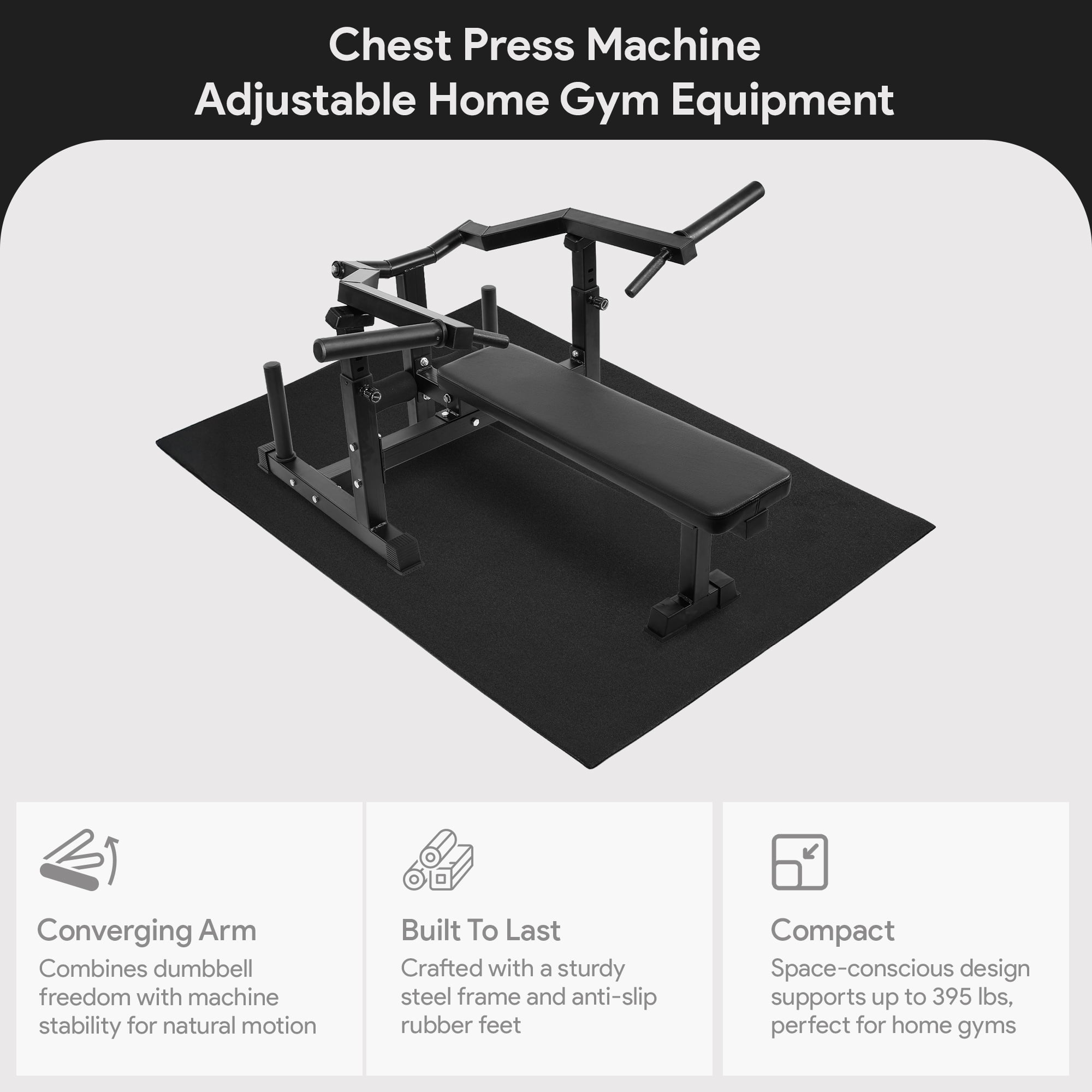 BalanceFrom Fitness Chest Press Machine, Adjustable Home Gym Equipment, Black