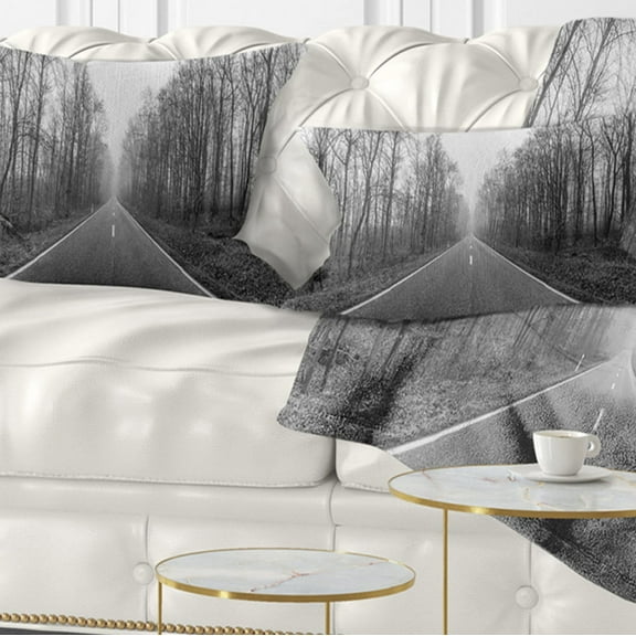 Designart 12" x 20" Black Polyester Throw Pillow