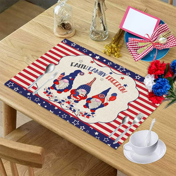 Patriotic Star Placemats For Dining Table 12 X 18 Inch 4th Of July