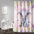 thumbnail image 2 of Cute Elephant Shower Curtain for Kids Boys Girls,Purple Floral Elephant for Bathroom Decor,Watercolor Animal Printed Curtain Waterproof with 12 Plastic Hooks, 72" W x 72" H, 2 of 6