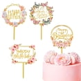 thumbnail image 1 of Decoración para tartas STATWTHMA Happy Birthma, acrílico, 4 unidades, color dorado, 1 of 7