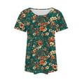 thumbnail image 5 of jtjvou Women's Summer Short Sleeve Shirts Floral Tuinc Plus Size Round Neck Shirts Lady Trendy Fashion Going out Tops for Teen Multicolor,L, 5 of 5
