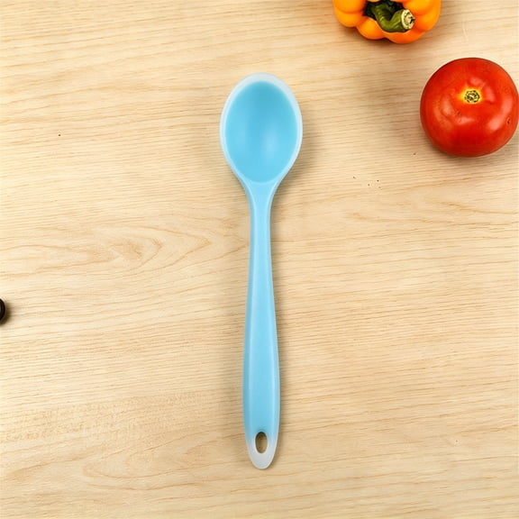ZFSBZBS Silicone Dinner Spoon Table Spoon Dessert Spoon Utensils for Kitchen Restaurant,Blue