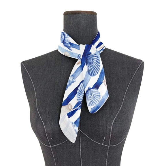 Square Scarf 24x24 Inch Ocean Stripes Shells Artwork Silky Satin Sun Protection Neck Scarf for Women Multi-Purpose Head Wrap Bandana for Hair Bag Decoration