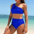 thumbnail image 6 of Women's High Waisted Bikini Sets for Women Tummy Control Swimsuits Neon Two Piece V Neck Drawstring Bathing Suits Gibobby(XL,Blue), 6 of 9