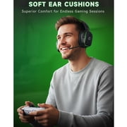 Wireless Gaming Headset 2.4GHz for PS5/PS4/PC/Switch,Bluetooth 5.3 Headphones with Noise-Canceling Mic, 7.1 Surround Sound, 70H Battery Life, RGB Lights, Foldable, Portable-Black&Green