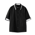 thumbnail image 1 of Qiopertar Liquidation à Moins de 5$ Blouse à Manches Courtes avec Poches et Col Rabattu pour Hommes en Solde, 1 of 3